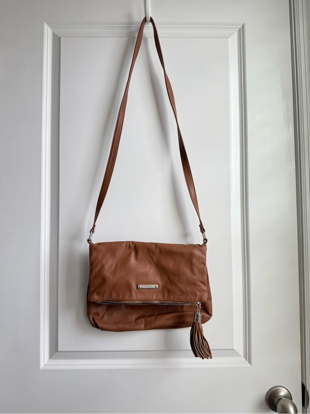 Nine West Camel Fold-Over Crossbody w/Tassel